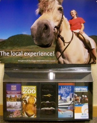 OTE's rest area brochure display program is housed within the information kiosk.